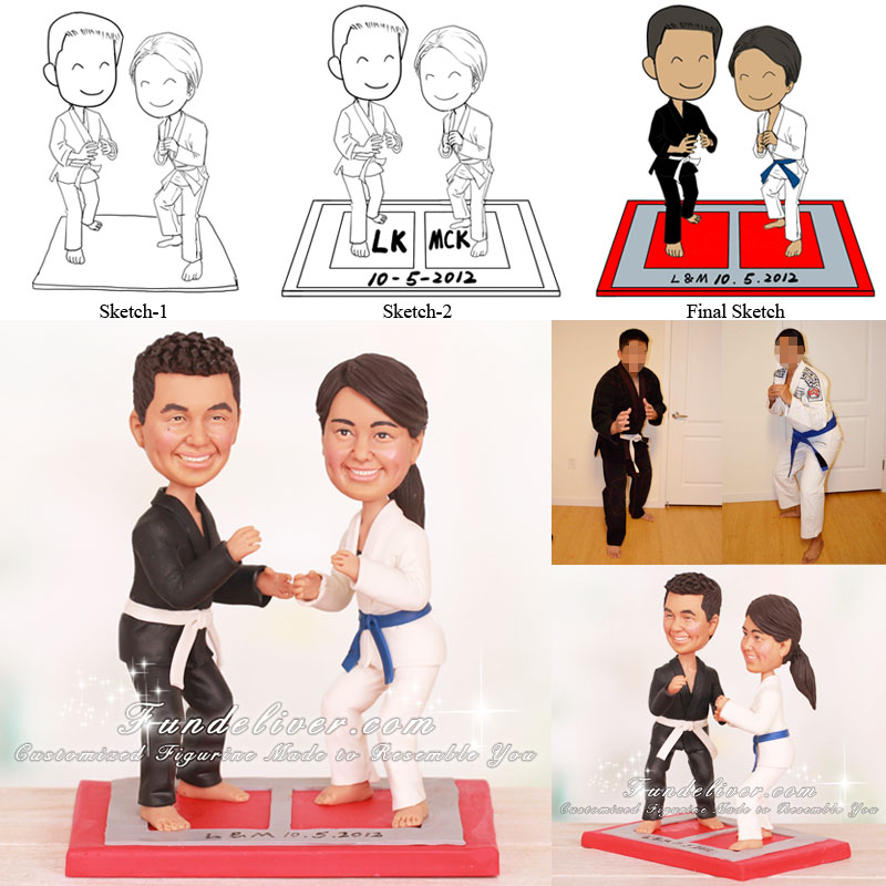 Brazilian Jiu-Jitsu BJJ themed Wedding Cake Toppers